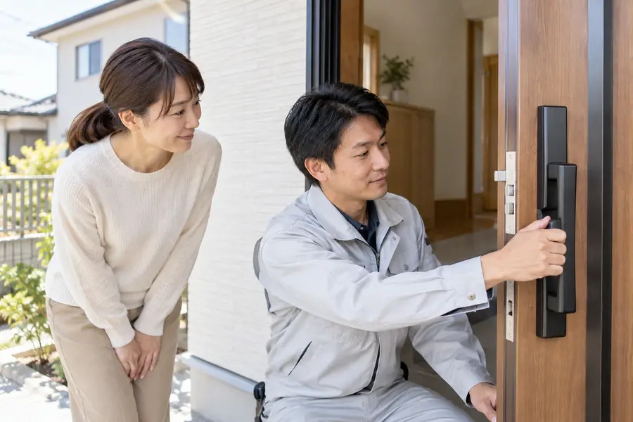 工事完了後に動作を確認している様子