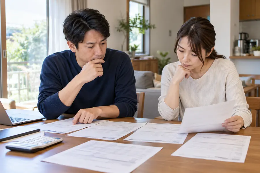 複数の見積書を並べて確認している様子
