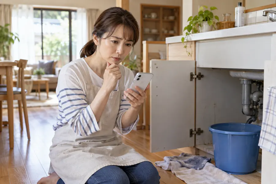 住まいの困りごとをLINEで相談している様子