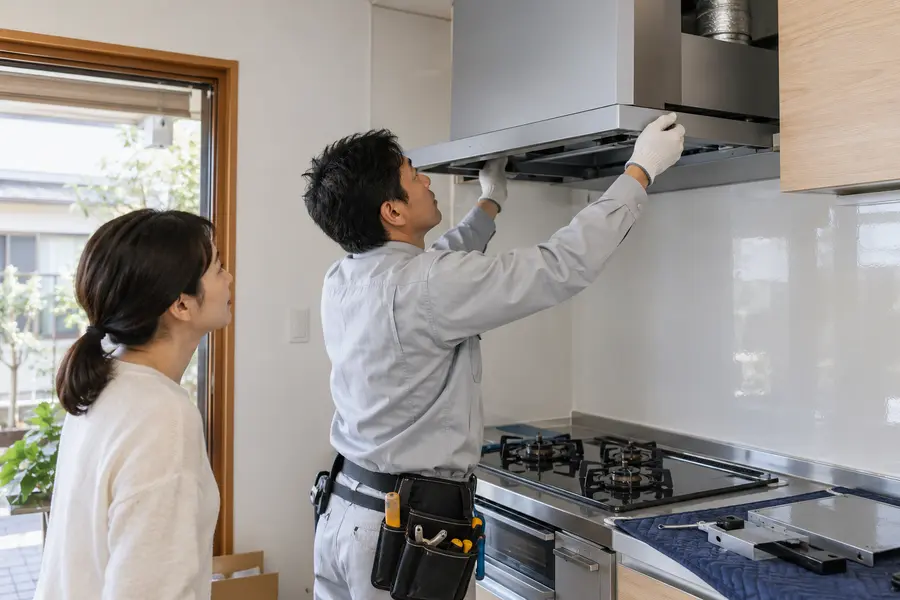新しい住宅設備への交換工事の様子