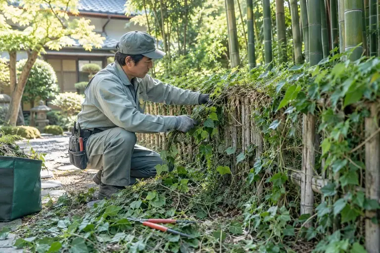 竹・ツタ・荒れた庭の整理のイメージ