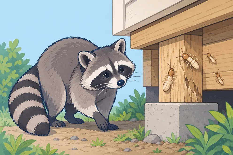 シロアリとアライグマのイラスト